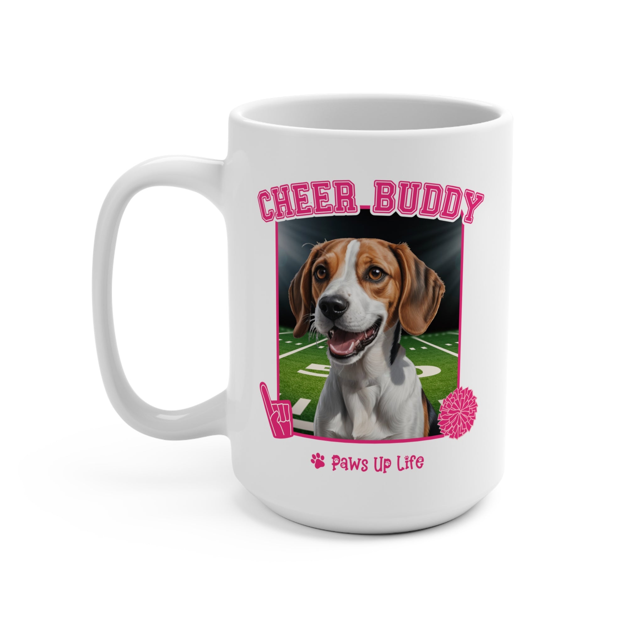 Beagle Cheer Buddy Cheerleading Dog 15oz Large Coffee Mug Ceramic Drinkware Tea Washable