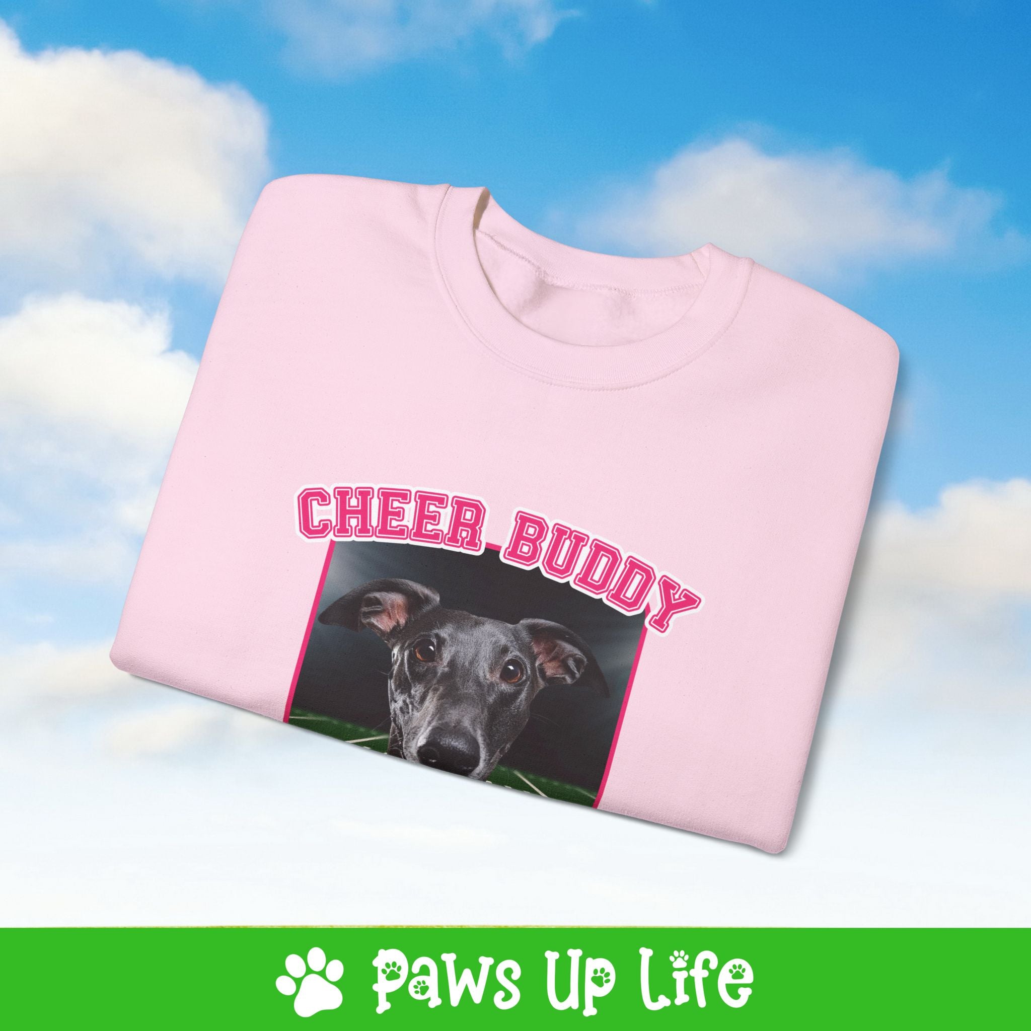 Italian Greyhound Football Cheer Buddy Cheerleading Dog Crewneck Sweatshirt, Unisex Gift for Animal Lovers, Dog Mom Dad Sweatshirt, Cute Dog Lover Apparel, Fun Pet | Paws Up Life, LLC