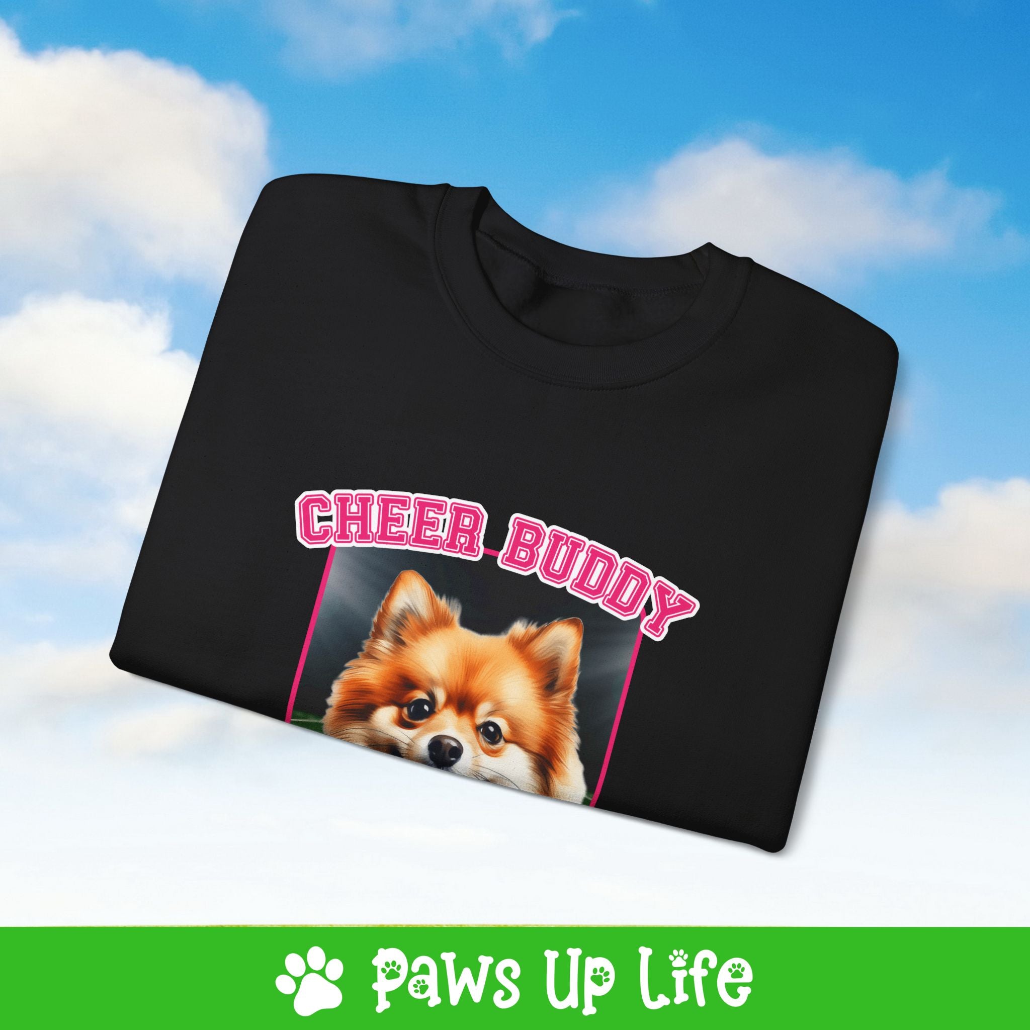 Pomeranian Football Cheer Buddy Cheerleading Dog Crewneck Sweatshirt, Unisex Gift for Animal Lovers, Dog Mom Dad Sweatshirt, Cute Dog Lover Apparel, Fun Pet | Paws Up Life, LLC