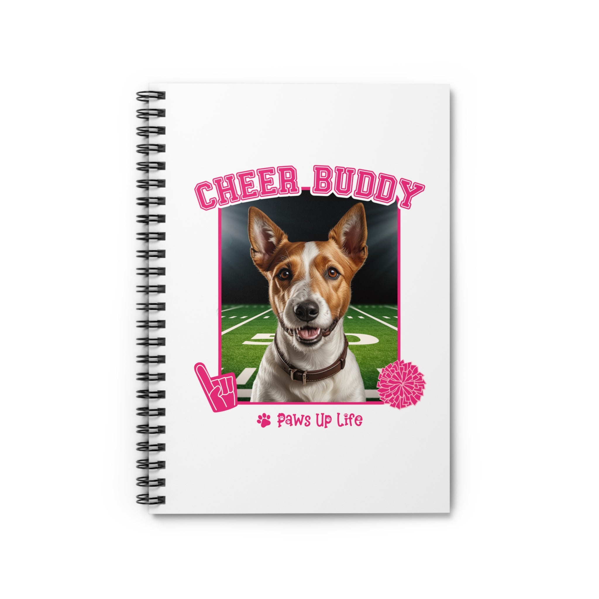 Fox Terrier Football Cheer Buddy Cheerleading Dog Spiral Notebook for Office and Home - Ruled Line | Paws Up Life, LLC