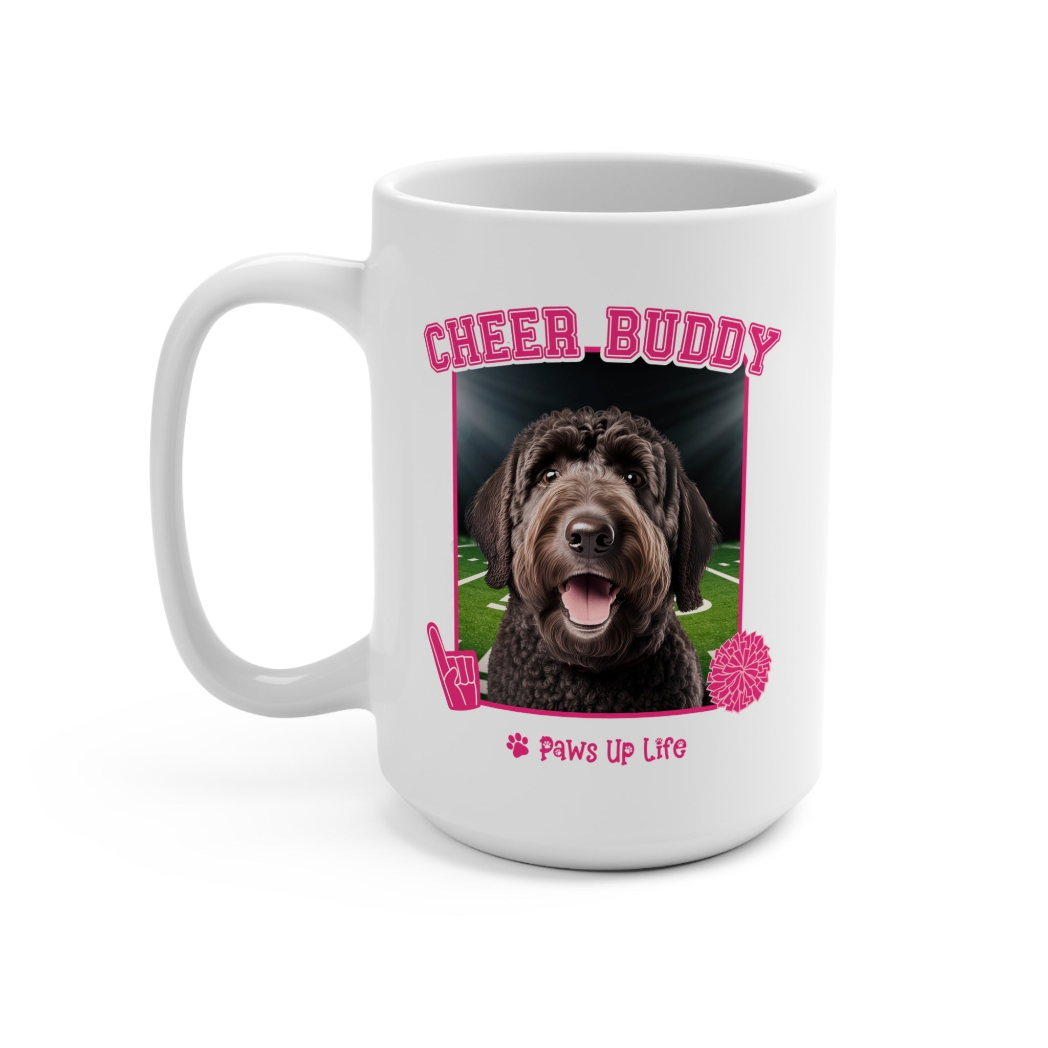 Labradoodle Football Cheer Buddy Cheerleading Dog 15oz Large Coffee Mug Ceramic Drinkware Tea Washable | Paws Up Life, LLC