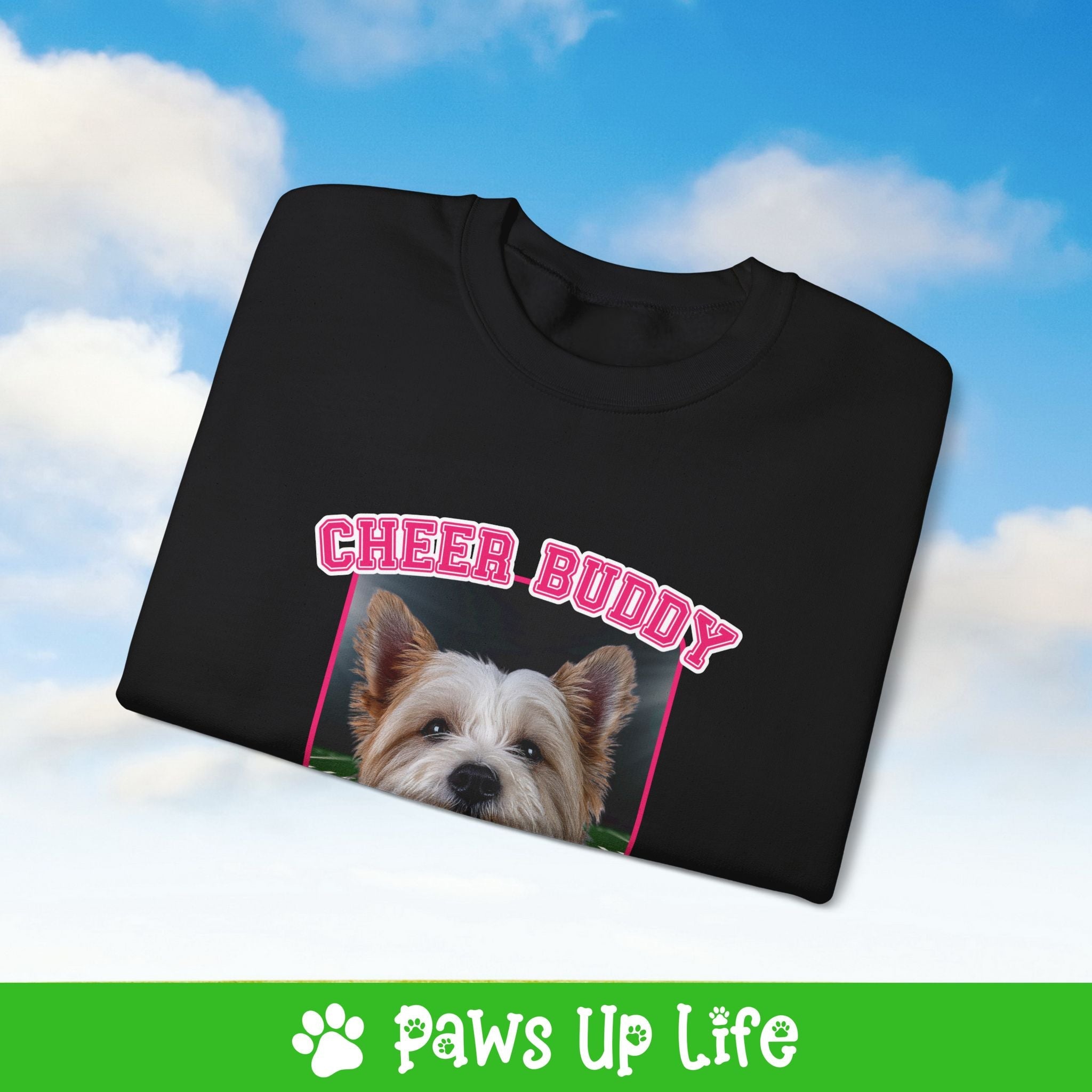 White Norfolk Terrier Football Cheer Buddy Cheerleading Dog Crewneck Sweatshirt, Unisex Gift for Animal Lovers, Dog Mom Dad Sweatshirt, Cute Dog Lover Apparel, Fun Pet | Paws Up Life, LLC