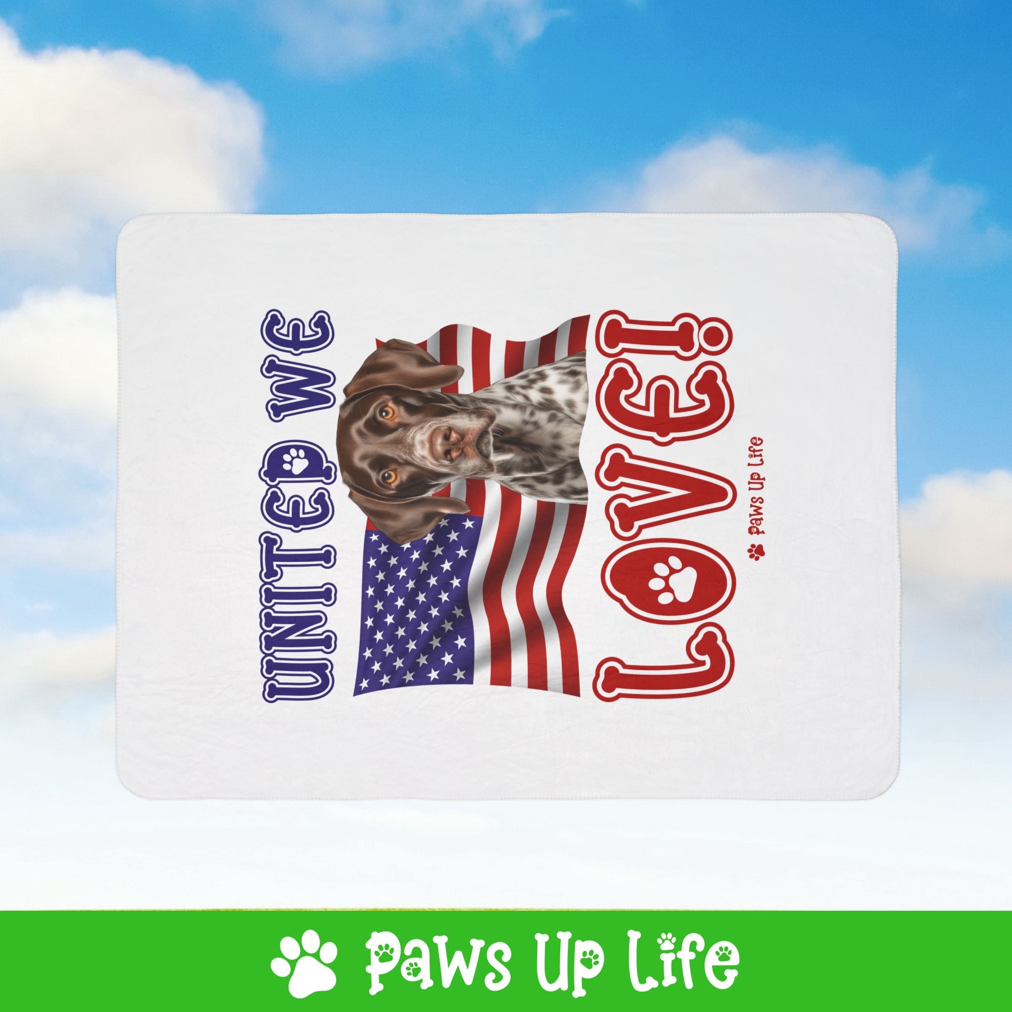 German Shorthaired Pointer Dog United We Love Fleece Sherpa Blanket - Perfect for Snuggling and Cozy Napping | Paws Up Life, LLC