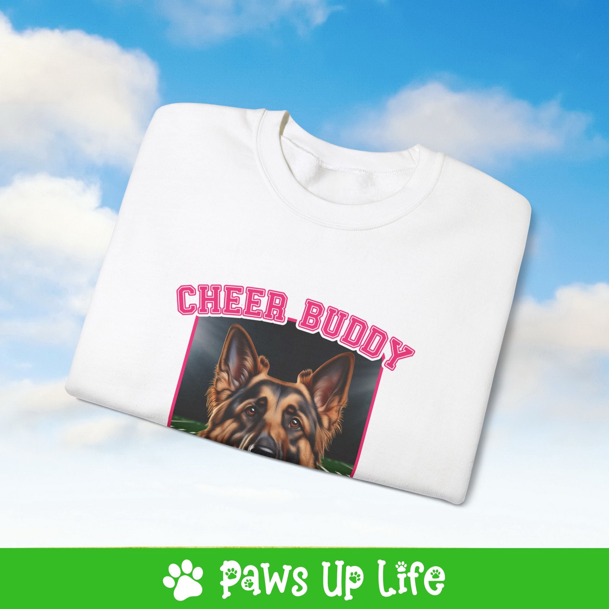 German Shepherd Football Cheer Buddy Cheerleading Dog Crewneck Sweatshirt, Unisex Gift for Animal Lovers, Dog Mom Dad Sweatshirt, Cute Dog Lover Apparel, Fun Pet | Paws Up Life, LLC