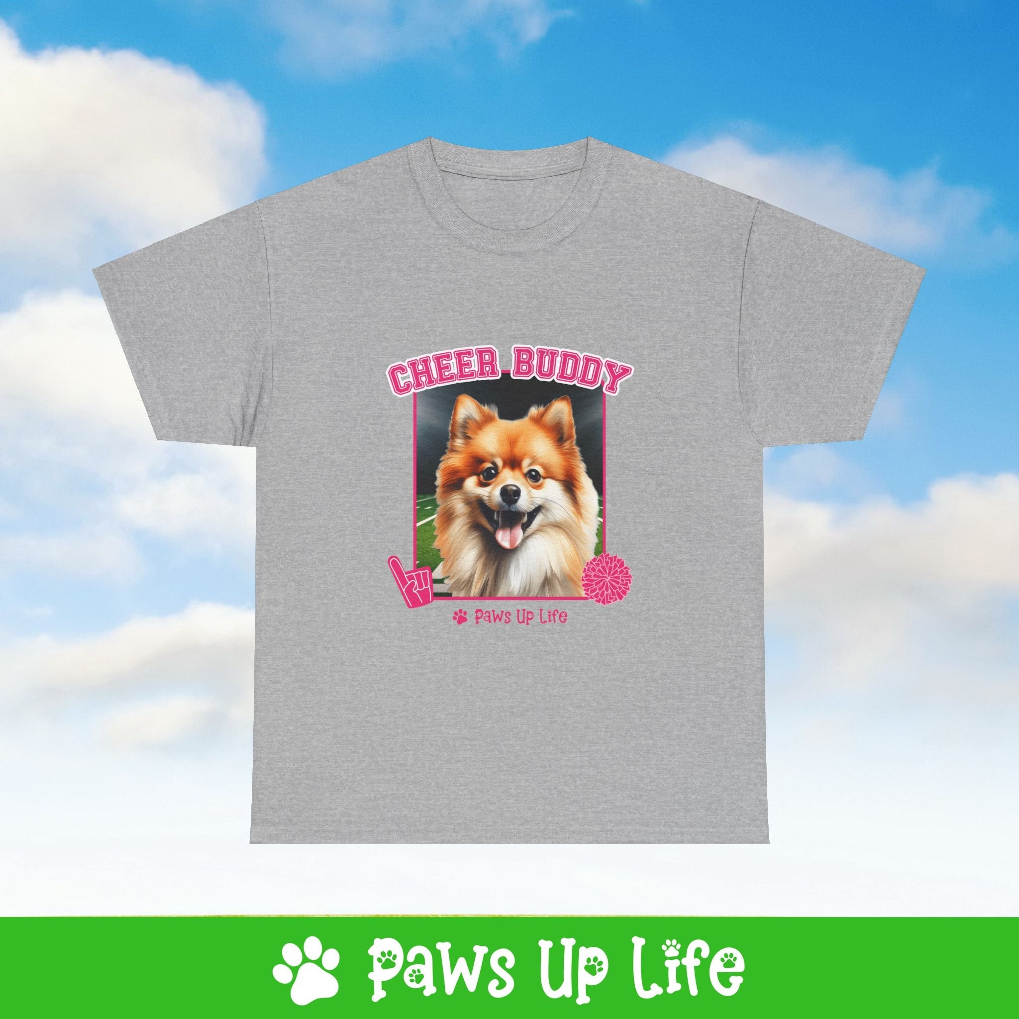 Pomeranian Football Cheer Buddy Cheerleading Dog Tee, Shirt, Unisex Pet Lover Gift, Dog Mom Dad Tshirt, Animal Rescue Advocate, Cute Puppy Graphic Top Classic Collar | Paws Up Life, LLC