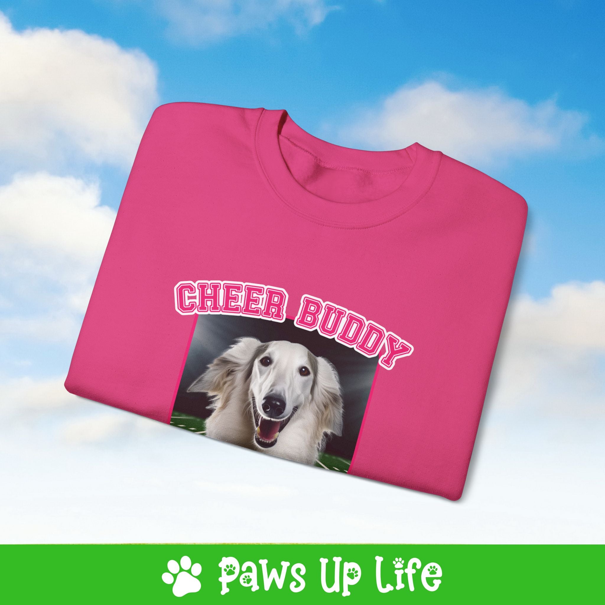 Borzoi Football Cheer Buddy Cheerleading Dog Crewneck Sweatshirt, Unisex Gift for Animal Lovers, Dog Mom Dad Sweatshirt, Cute Dog Lover Apparel, Fun Pet | Paws Up Life, LLC