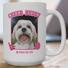 White Lhasa Apso Football Cheer Buddy Cheerleading Dog 15oz Large Coffee Mug Ceramic Drinkware Tea Washable | Paws Up Life, LLC