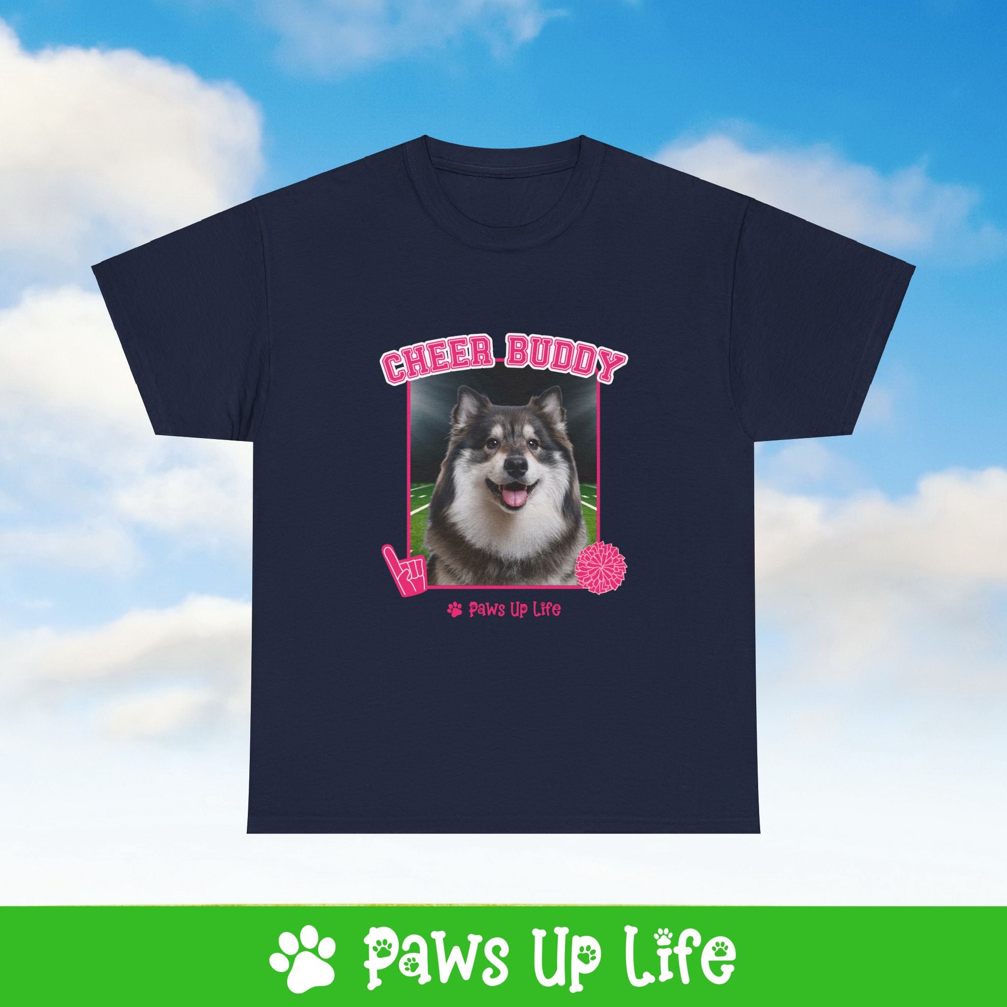 Finnish Lapphund Football Cheer Buddy Cheerleading Dog Tee, Shirt, Unisex Pet Lover Gift, Dog Mom Dad Tshirt, Animal Rescue Advocate, Cute Puppy Graphic Top Classic Collar | Paws Up Life, LLC