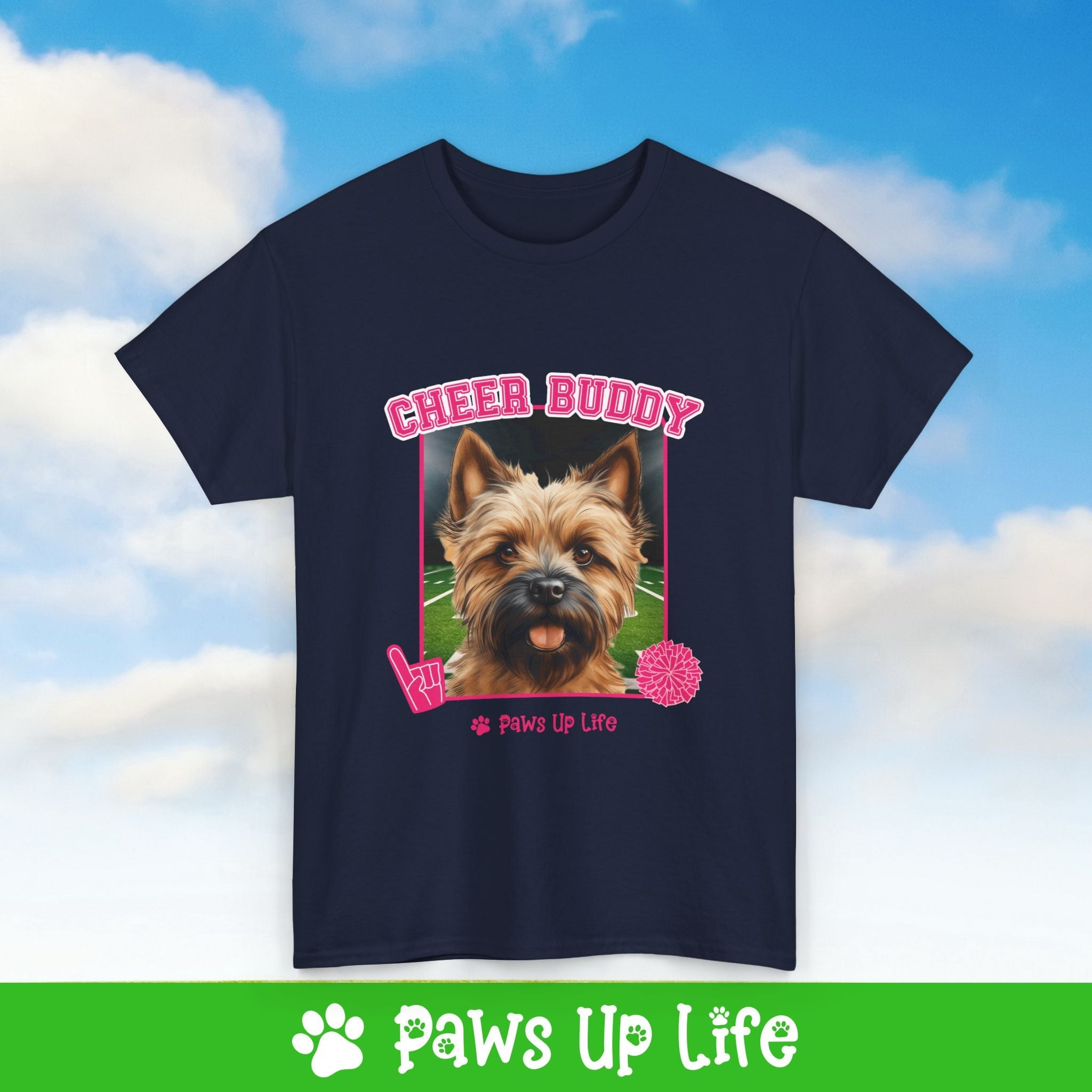 Cairn Terrier Football Cheer Buddy Cheerleading Dog Tee, Shirt, Unisex Pet Lover Gift, Dog Mom Dad Tshirt, Animal Rescue Advocate, Cute Puppy Graphic Top Classic Collar | Paws Up Life, LLC