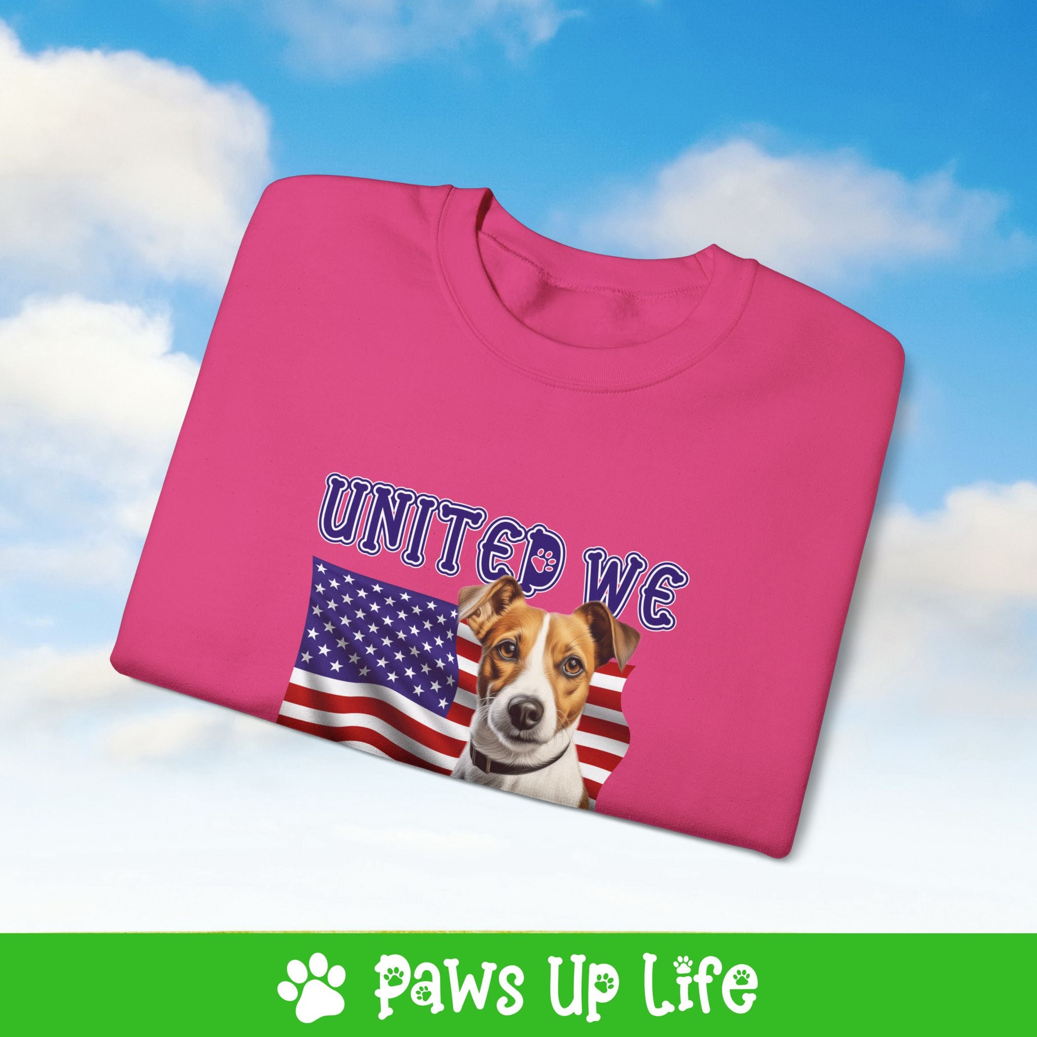 Jack Russell Dog United We Love Dog Crewneck Sweatshirt, Unisex Gift for Animal Lovers, Dog Mom Dad Sweatshirt, Cute Dog Lover Apparel, Fun Pet | Paws Up Life, LLC