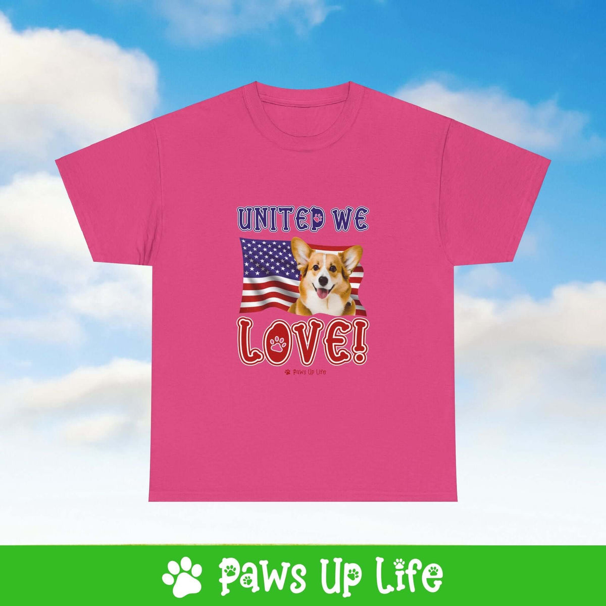 Pembroke Welsh Corgi Dog United We Love Dog Tee, Shirt, Unisex Pet Lover Gift, Dog Mom Dad Tshirt, Animal Rescue Advocate, Cute Puppy Graphic Top Classic Collar | Paws Up Life, LLC