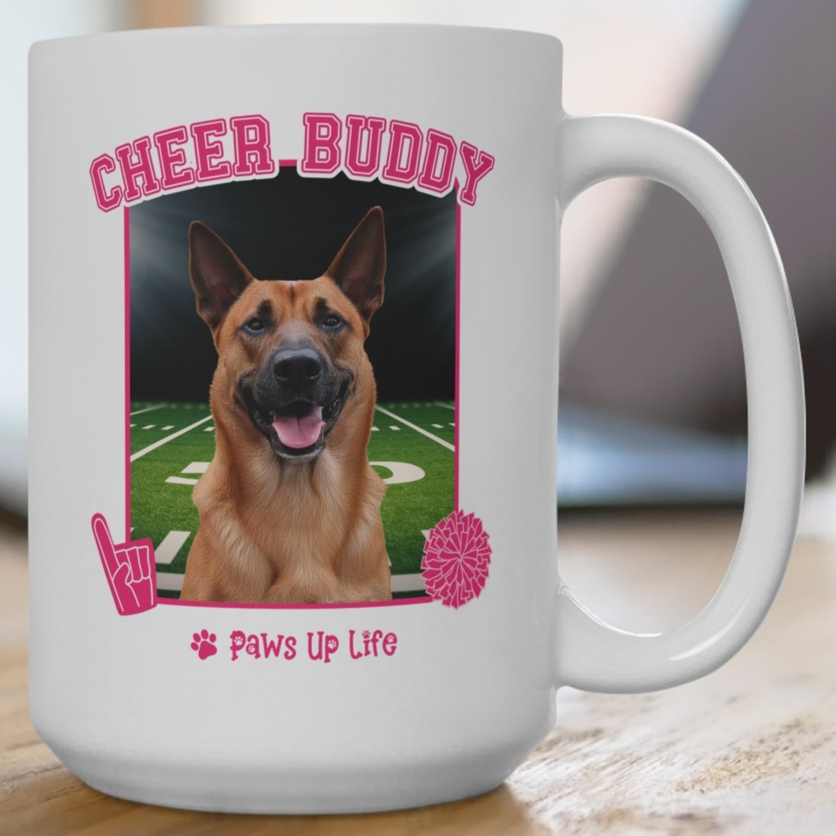 Belgian Sheepdog Cheer Buddy Cheerleading Dog 15oz Large Coffee Mug Ceramic Drinkware Tea Washable | Paws Up Life, LLC