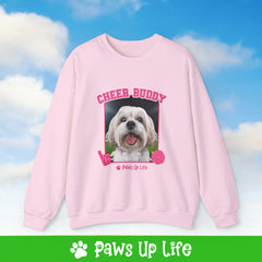 White Lhasa Apso Football Cheer Buddy Cheerleading Dog Crewneck Sweatshirt, Unisex Gift for Animal Lovers, Dog Mom Dad Sweatshirt, Cute Dog Lover Apparel, Fun Pet | Paws Up Life, LLC