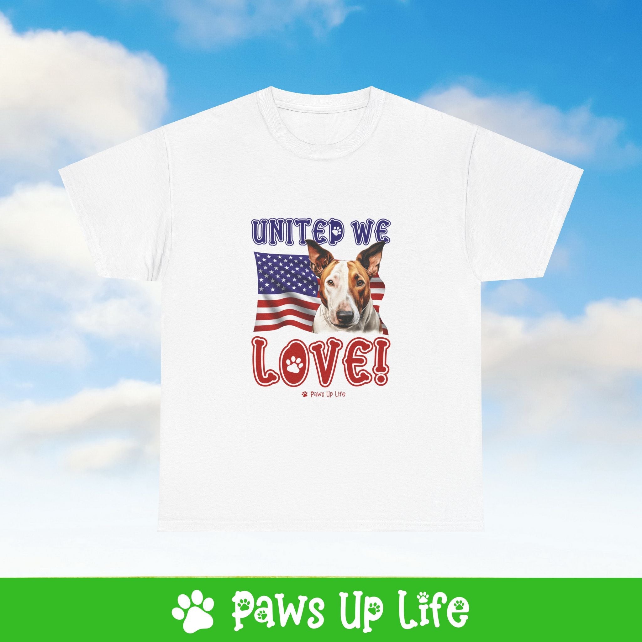 Bull Terrier Dog United We Love Dog Tee, Shirt, Unisex Pet Lover Gift, Dog Mom Dad Tshirt, Animal Rescue Advocate, Cute Puppy Graphic Top Classic Collar | Paws Up Life, LLC