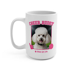 White Poodle Football Cheer Buddy Cheerleading Dog 15oz Large Coffee Mug Ceramic Drinkware Tea Washable | Paws Up Life, LLC