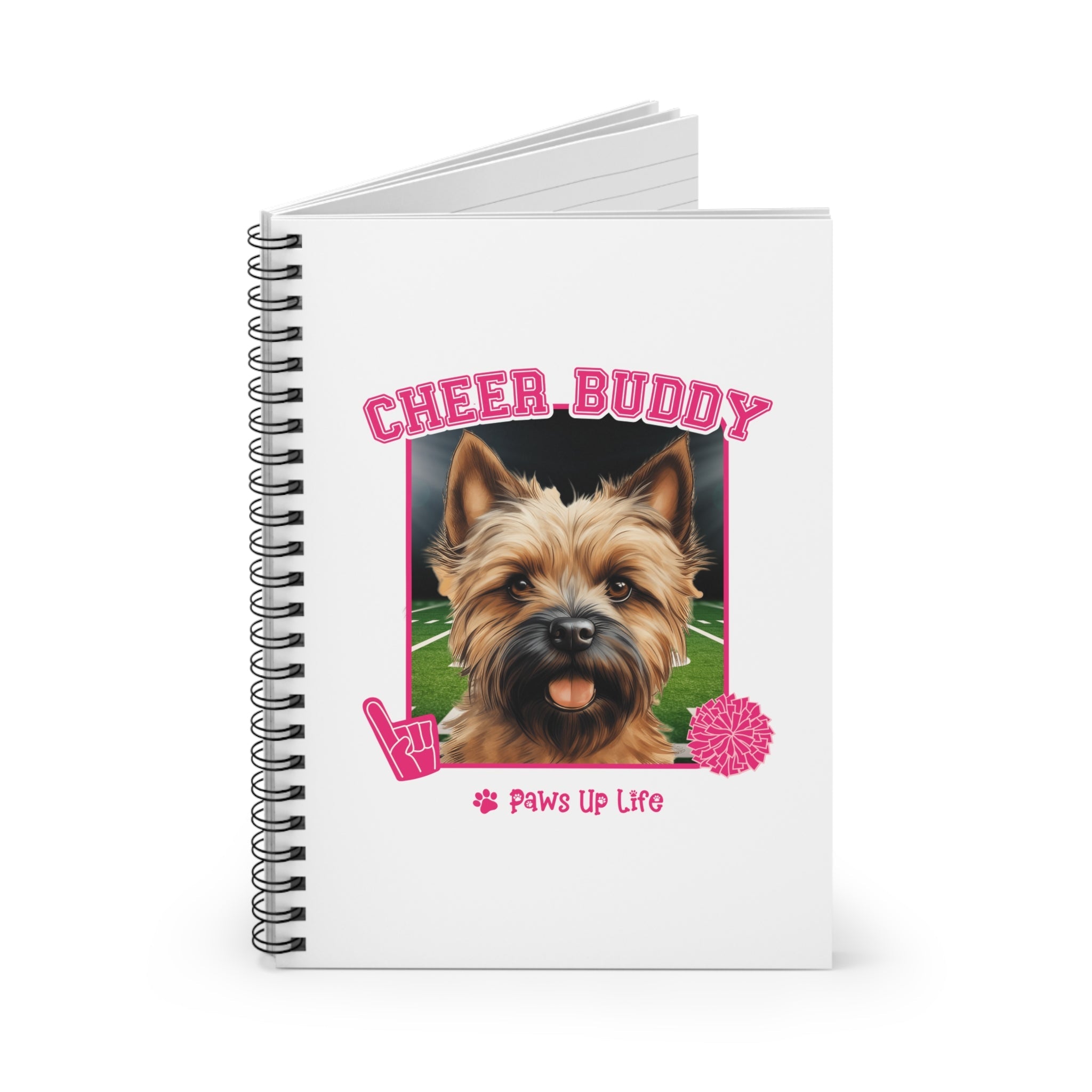 Cairn Terrier Football Cheer Buddy Cheerleading Dog Spiral Notebook for Office and Home - Ruled Line