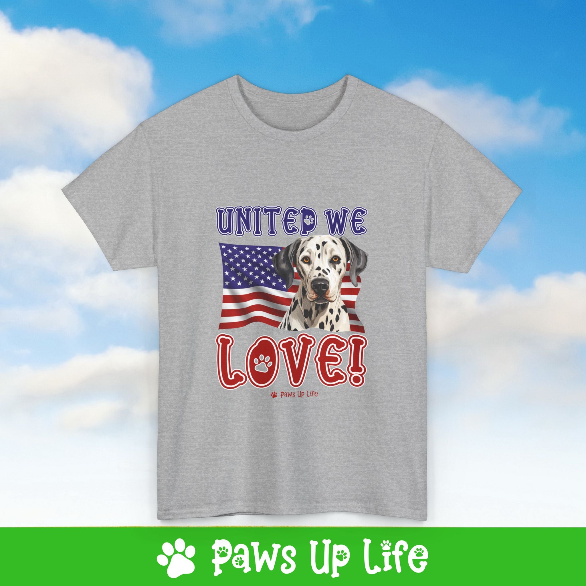 Dalmatian Dog United We Love Dog Tee, Shirt, Unisex Pet Lover Gift, Dog Mom Dad Tshirt, Animal Rescue Advocate, Cute Puppy Graphic Top Classic Collar | Paws Up Life, LLC