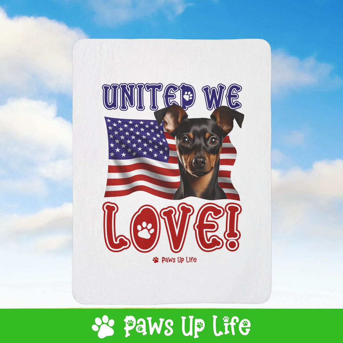 Miniature Pinscher Dog United We Love Fleece Sherpa Blanket - Perfect for Snuggling and Cozy Napping | Paws Up Life, LLC