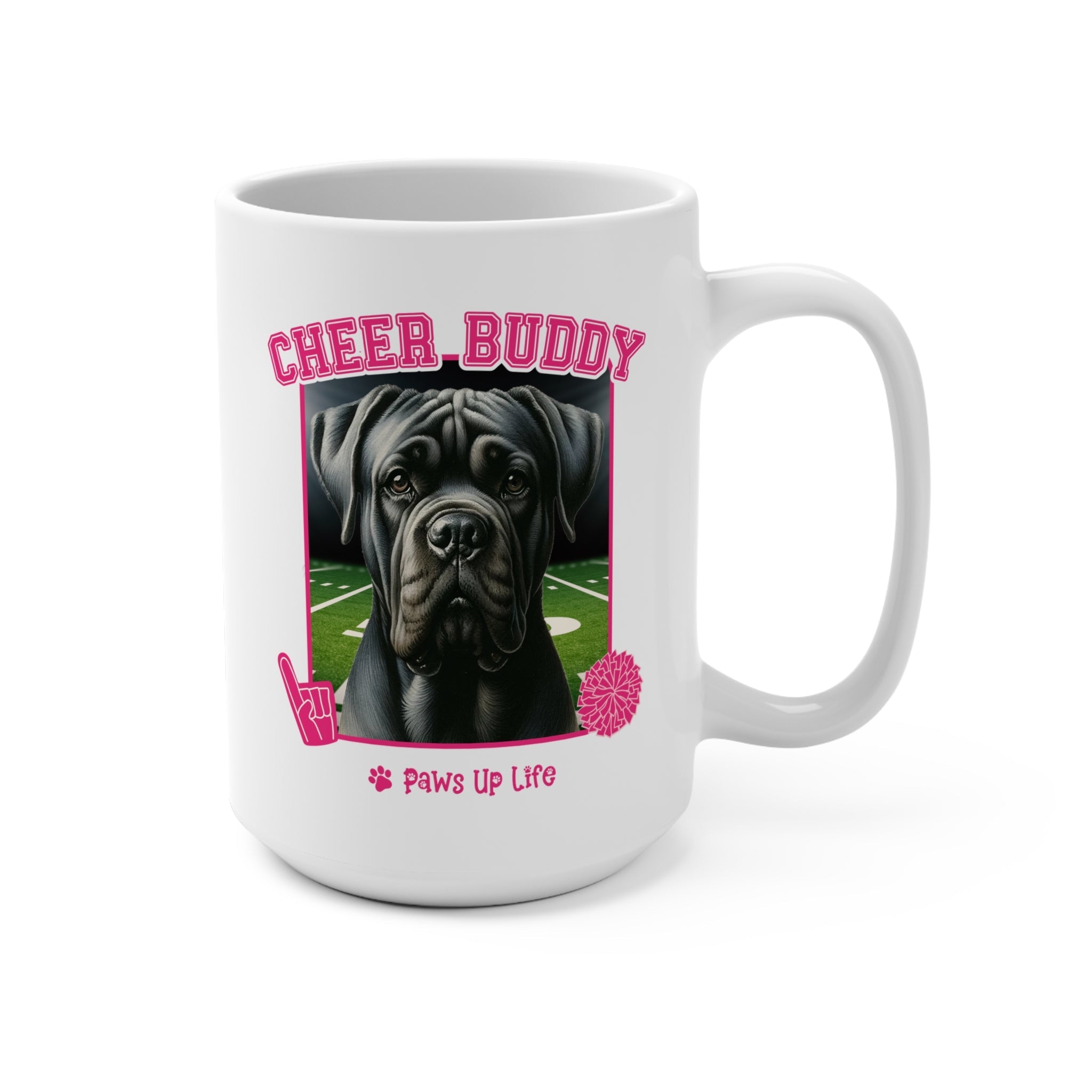 Cane Corso Football Cheer Buddy Cheerleading Dog 15oz Large Coffee Mug Ceramic Drinkware Tea Washable | Paws Up Life, LLC