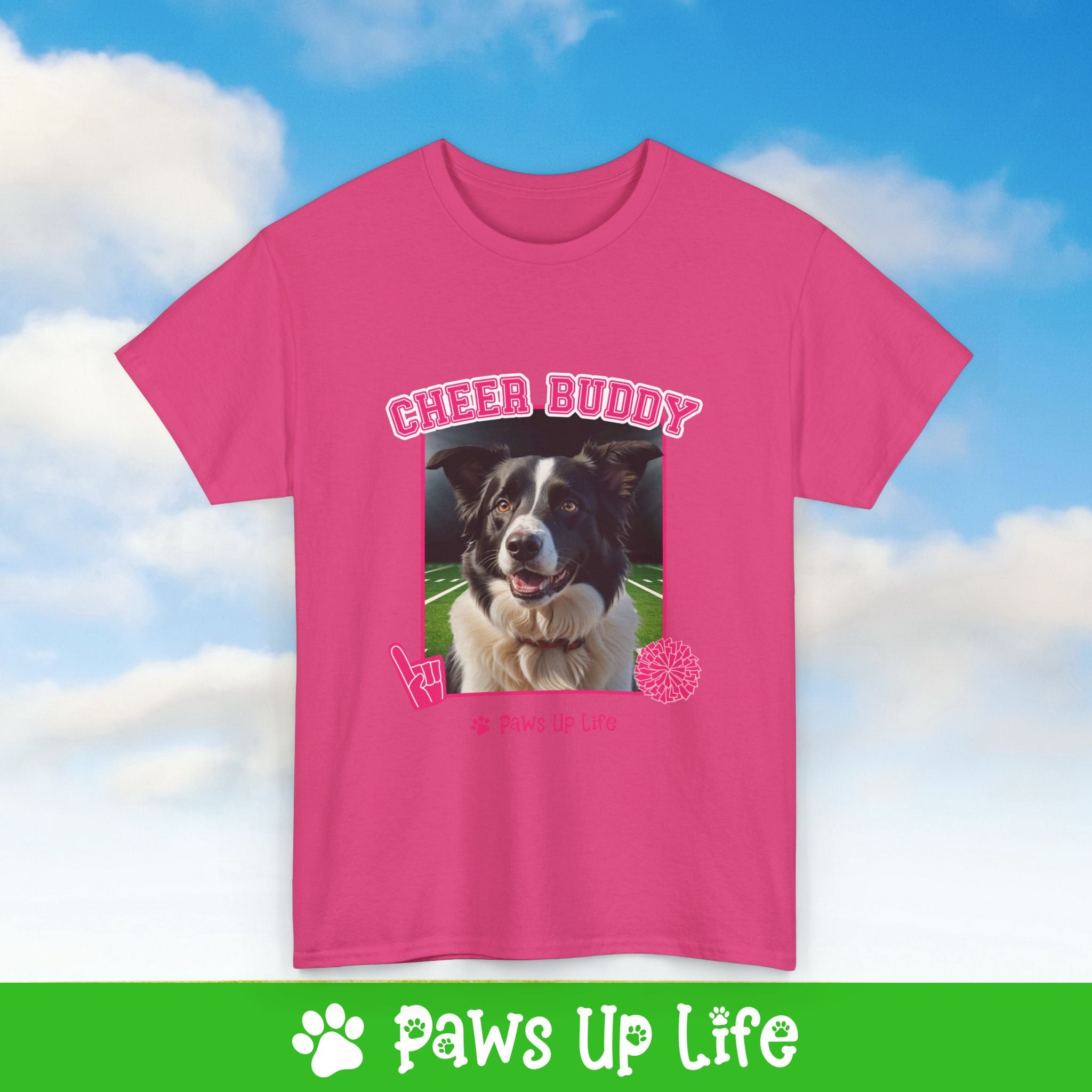 Border Collie Football Cheer Buddy Cheerleading Dog Tee, Shirt, Unisex Pet Lover Gift, Dog Mom Dad Tshirt, Animal Rescue Advocate, Cute Puppy Graphic Top Classic Collar | Paws Up Life, LLC