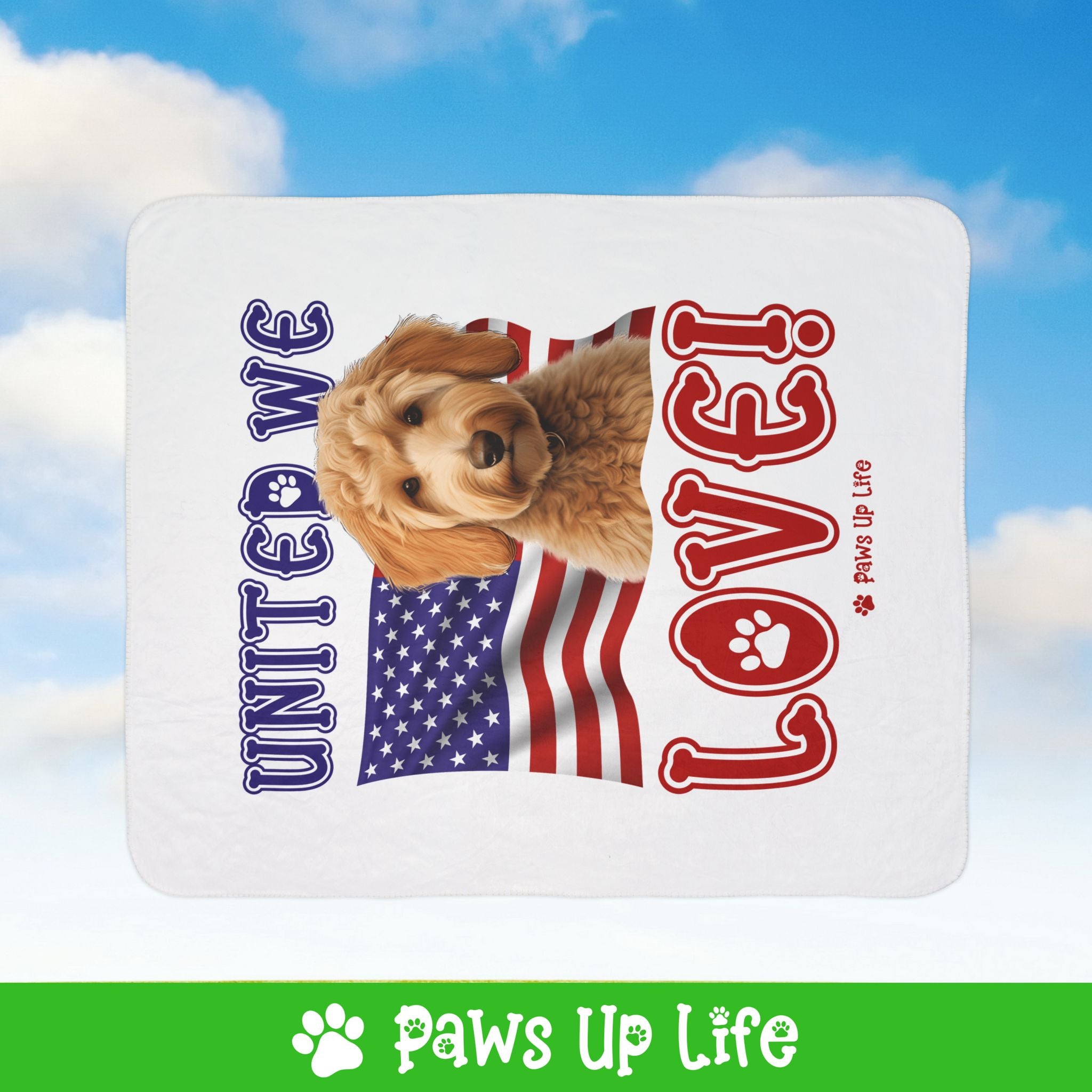 Groodle Dog United We Love Fleece Sherpa Blanket - Perfect for Snuggling and Cozy Napping | Paws Up Life, LLC