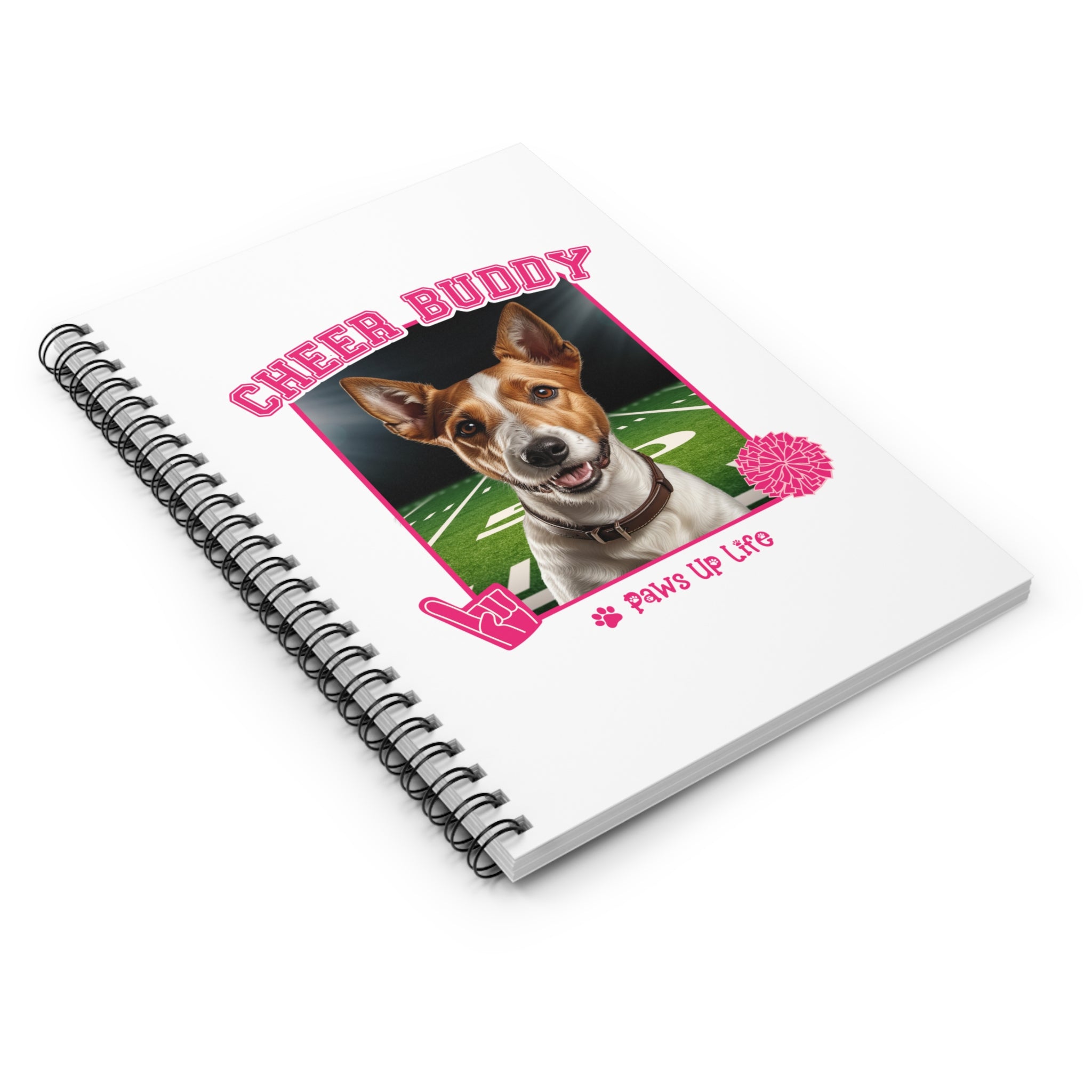 Fox Terrier Football Cheer Buddy Cheerleading Dog Spiral Notebook for Office and Home - Ruled Line | Paws Up Life, LLC