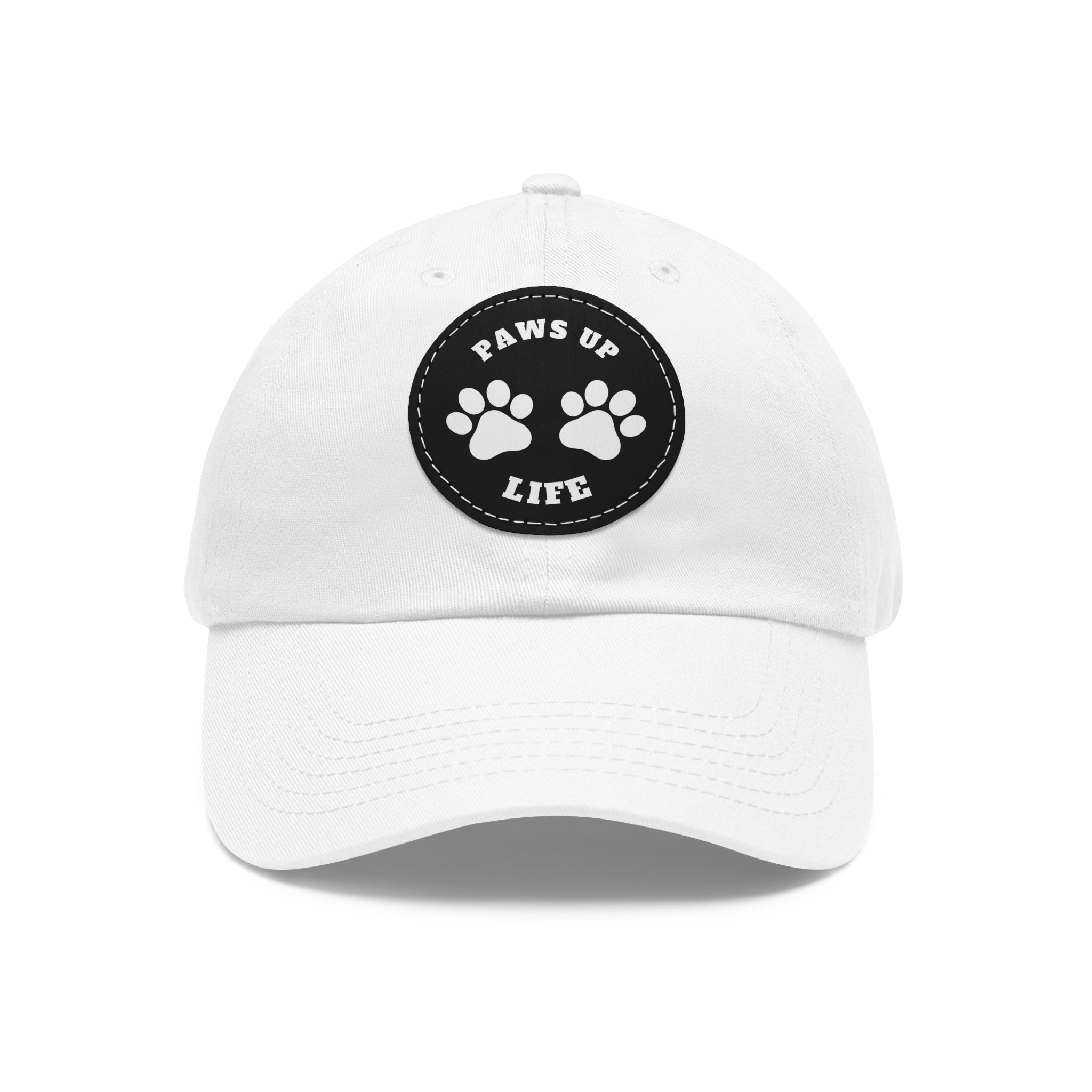 Paws Up Life Logo Dog Mom or Dad Hat with Leather Patch (Round) Show Your Dog Dad Pride with this Stylish Hat Featuring a Leather Patch. Crafted for Comfort and Durability, It's The Perfect Accessory For Canine Enthusiasts Who Appreciate Quality and Style