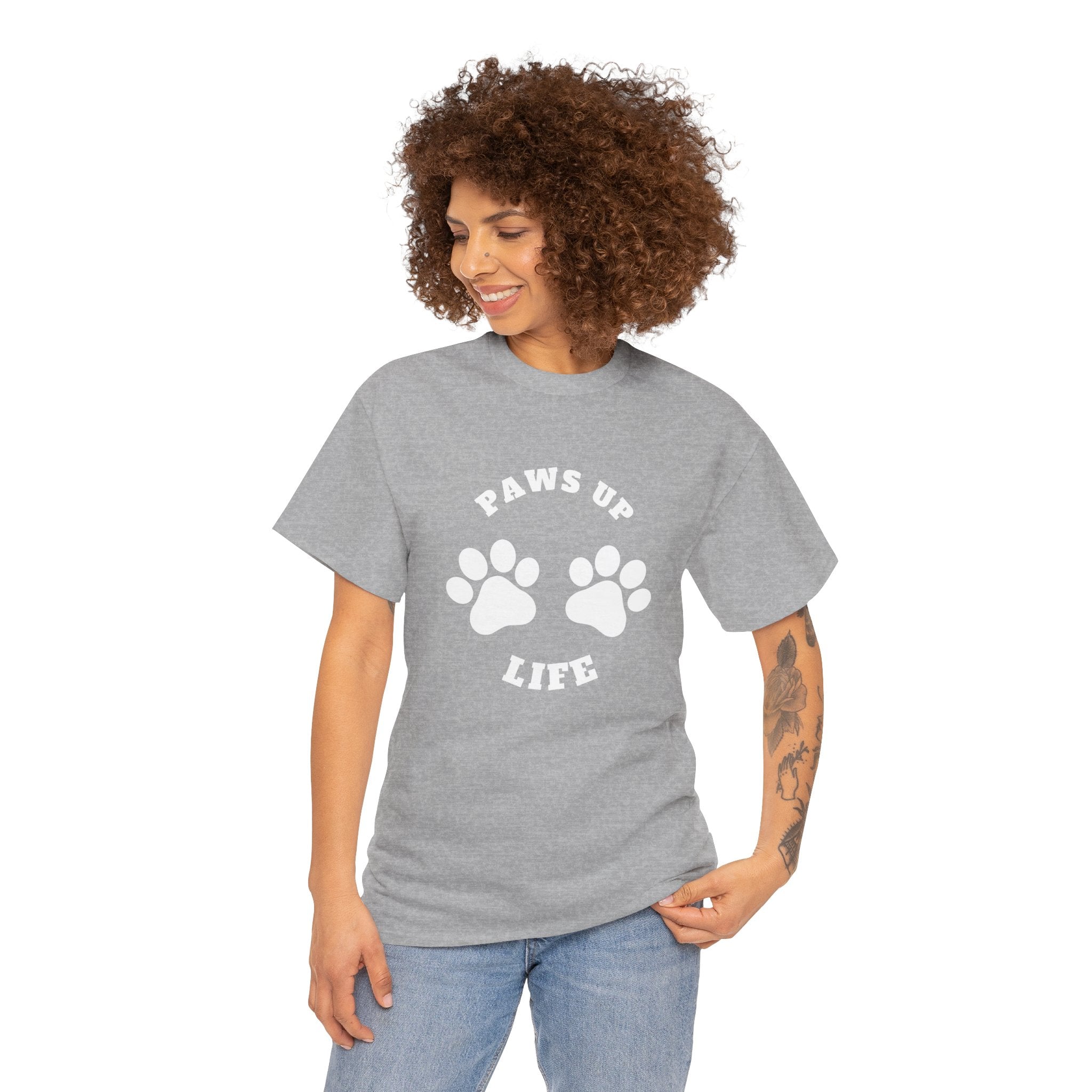 Paws Up Life Logo Gildan Unisex T-shirt - Trendy & Comfy Dog Mom or Dad Unisex Cotton Tee - Perfect Gifts for Adults and Kids | Cozy Pet Lover Apparel for Stylish Comfort | Unisex Heavy Cotton Tee