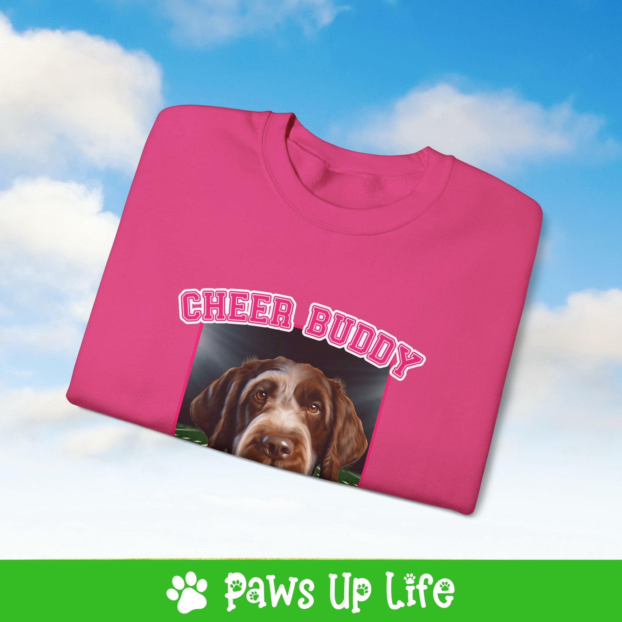 German Wirehaired Pointer Football Cheer Buddy Cheerleading Dog Crewneck Sweatshirt, Unisex Gift for Animal Lovers, Dog Mom Dad Sweatshirt, Cute Dog Lover Apparel, Fun Pet | Paws Up Life, LLC