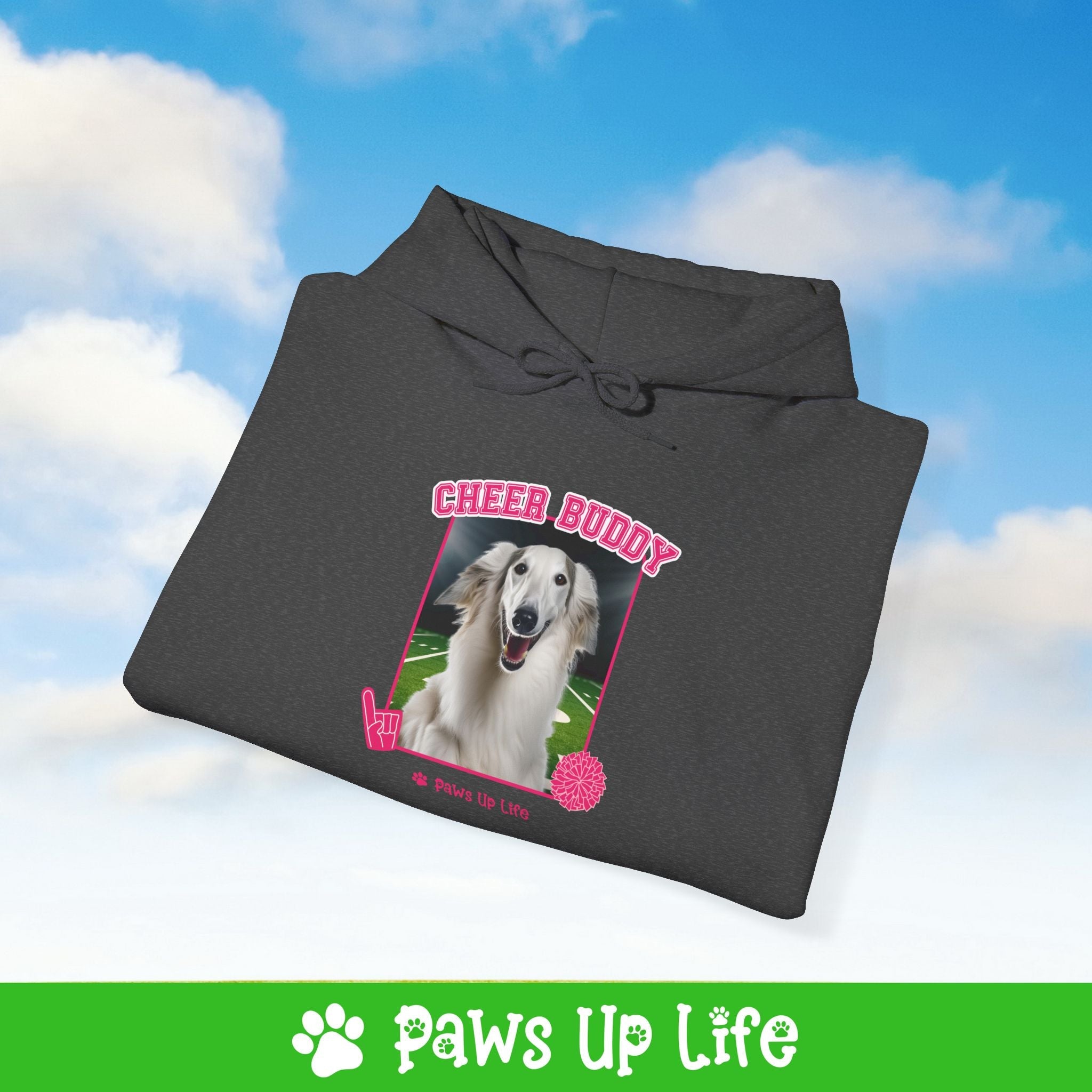 Borzoi Football Cheer Buddy Cheerleading Dog Unisex Hoodie Hooded Sweatshirt Classic Comfy Cotton