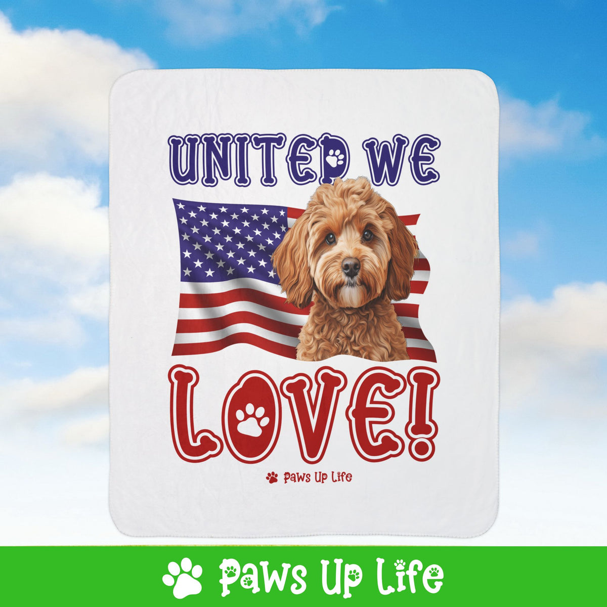 Cavoodle Dog United We Love Fleece Sherpa Blanket - Perfect for Snuggling and Cozy Napping | Paws Up Life, LLC