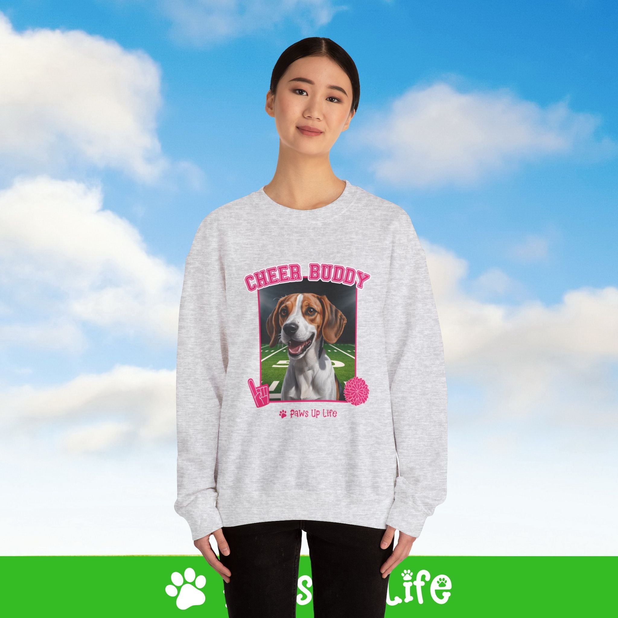 Bernese Mountain Dog Football Cheer Buddy Cheerleading Dog Crewneck Sweatshirt, Unisex Gift for Animal Lovers, Dog Mom Dad Sweatshirt, Cute Dog Lover Apparel, Fun Pet | Paws Up Life, LLC