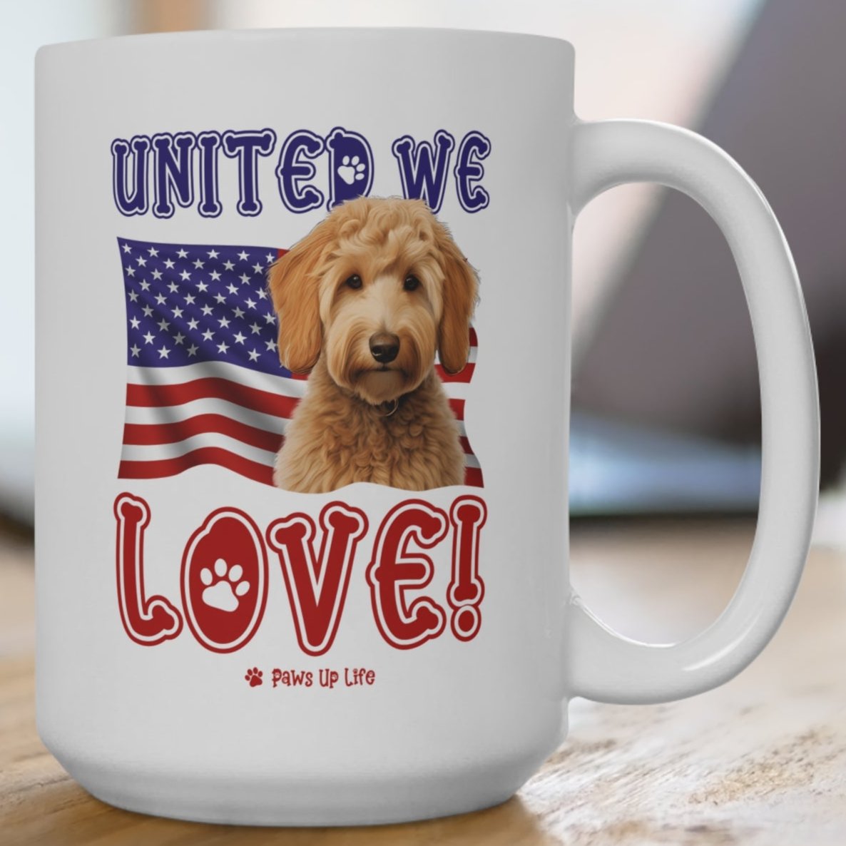 Groodle Dog United We Love 15oz Large Coffee Mug Ceramic Drinkware Tea Washable | Paws Up Life, LLC