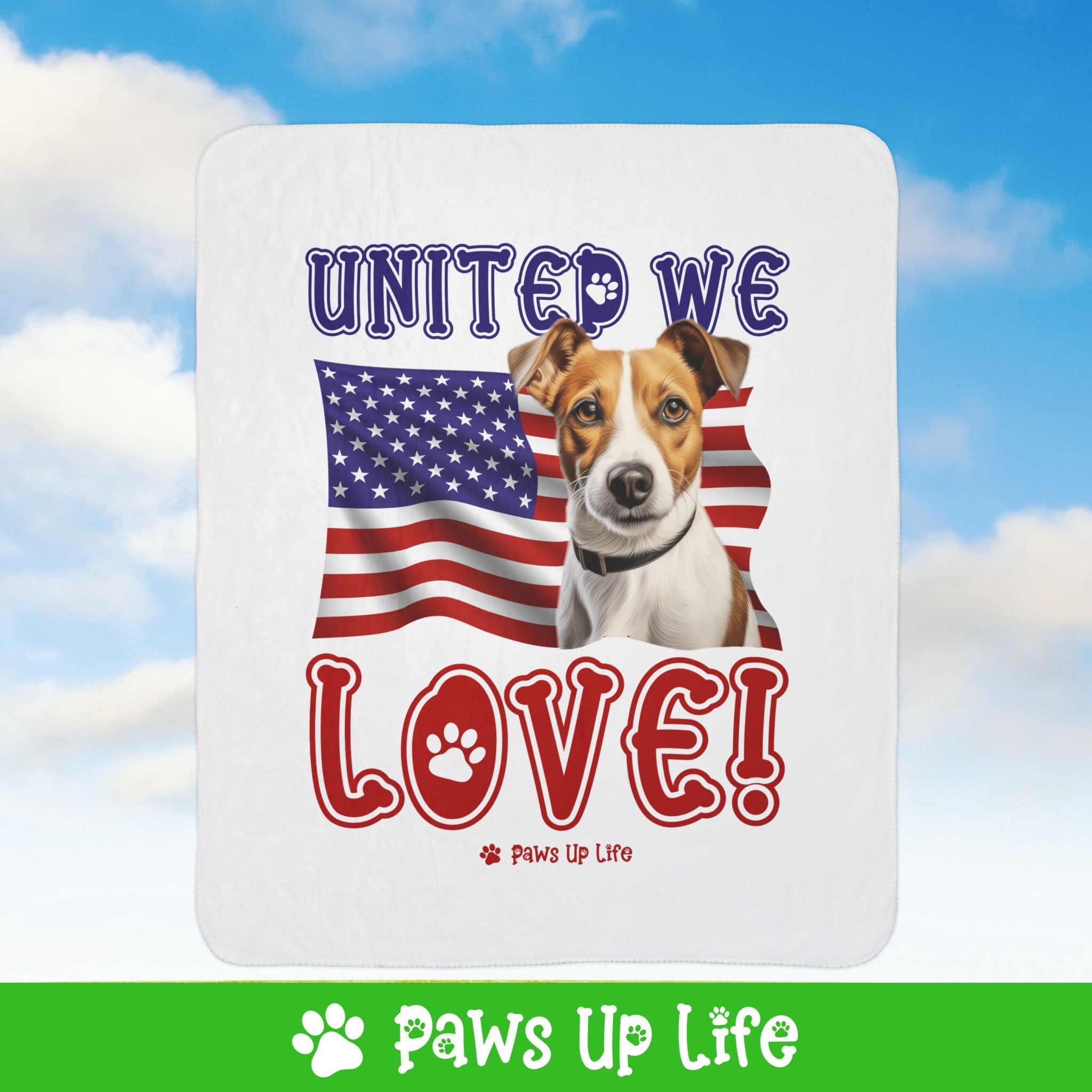 Jack Russell Dog United We Love Fleece Sherpa Blanket - Perfect for Snuggling and Cozy Napping | Paws Up Life, LLC