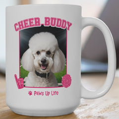 White Poodle Football Cheer Buddy Cheerleading Dog 15oz Large Coffee Mug Ceramic Drinkware Tea Washable | Paws Up Life, LLC