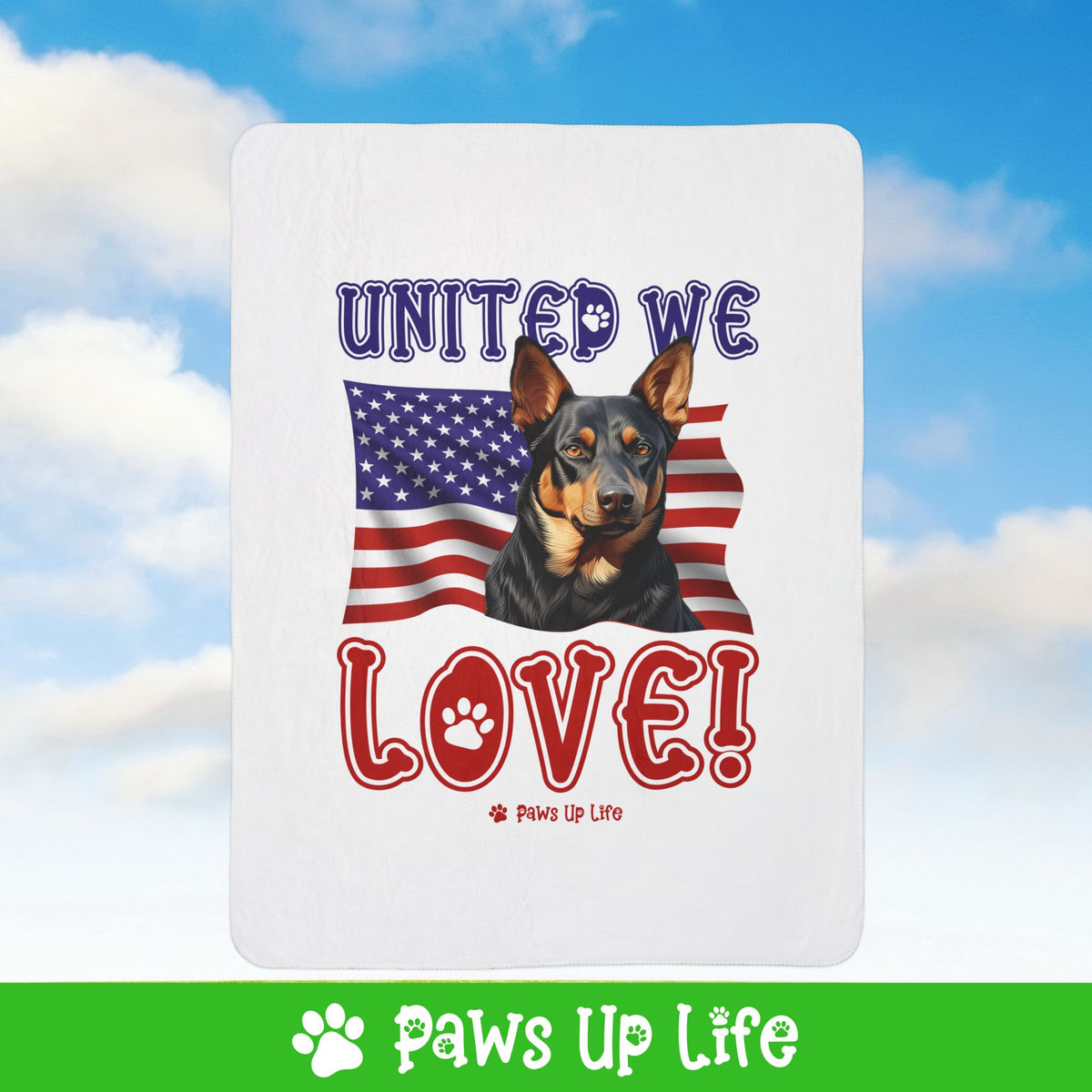 Australian Kelpie Dog United We Love Fleece Sherpa Blanket - Perfect for Snuggling and Cozy Napping | Paws Up Life, LLC