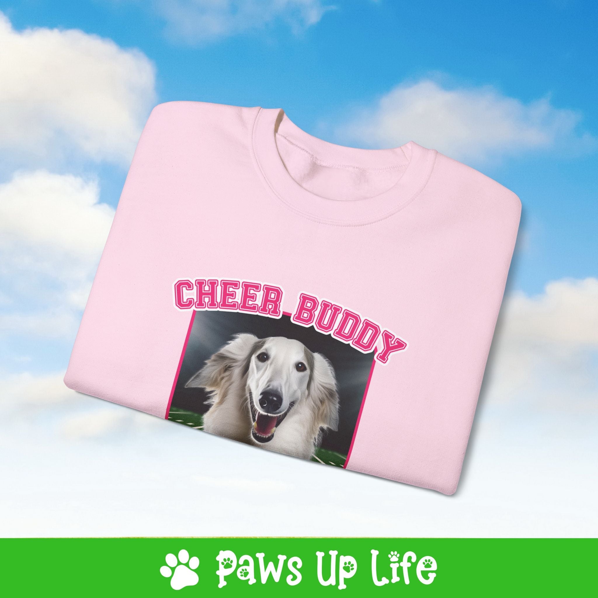 Borzoi Football Cheer Buddy Cheerleading Dog Crewneck Sweatshirt, Unisex Gift for Animal Lovers, Dog Mom Dad Sweatshirt, Cute Dog Lover Apparel, Fun Pet | Paws Up Life, LLC