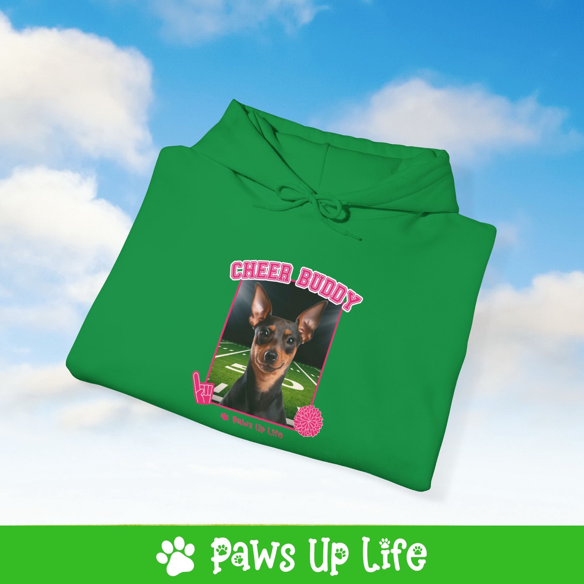 Miniature Pinscher Football Cheer Buddy Cheerleading Dog Unisex Hoodie Hooded Sweatshirt Classic Comfy Cotton | Paws Up Life, LLC