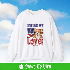 Pembroke Welsh Corgi Dog United We Love Dog Crewneck Sweatshirt, Unisex Gift for Animal Lovers, Dog Mom Dad Sweatshirt, Cute Dog Lover Apparel, Fun Pet | Paws Up Life, LLC