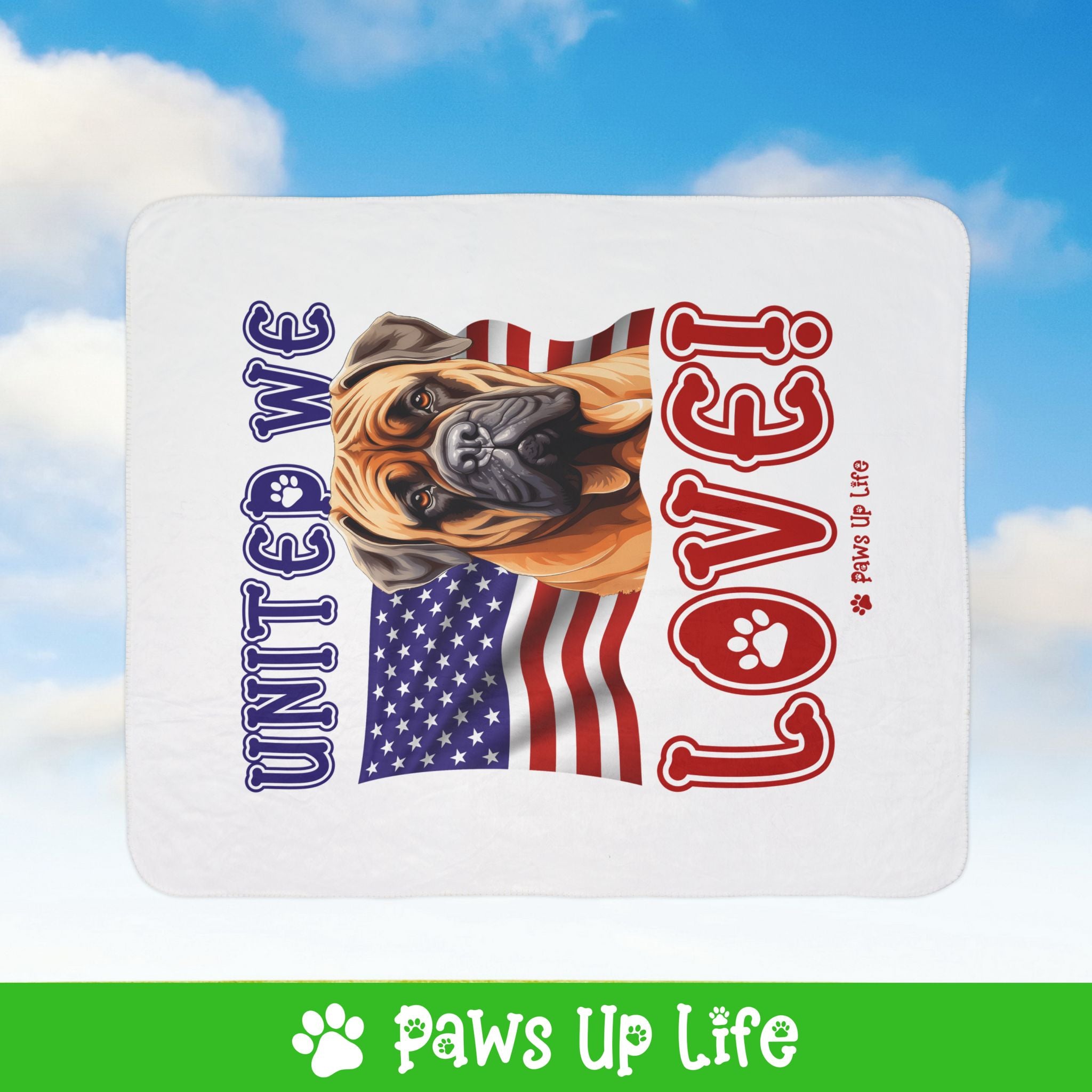 Bull Mastiff Dog United We Love Fleece Sherpa Blanket - Perfect for Snuggling and Cozy Napping | Paws Up Life, LLC