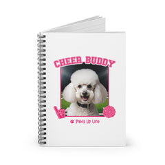 White Poodle Football Cheer Buddy Cheerleading Dog Spiral Notebook for Office and Home - Ruled Line | Paws Up Life, LLC