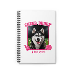 Black Siberian Husky Football Cheer Buddy Cheerleading Dog Spiral Notebook for Office and Home - Ruled Line