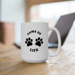 Paws Up Life Logo Coffee Mug: Premium Ceramic Cup for Animal Lovers | Unique Paw Print Design | Ideal Gift for Coffee Enthusiasts - Ceramic Mug 15oz - Great Gift For Dog Mom Or Dad, Adults And Kids