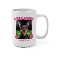 Miniature Pinscher Football Cheer Buddy Cheerleading Dog 15oz Large Coffee Mug Ceramic Drinkware Tea Washable | Paws Up Life, LLC