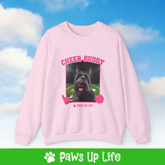 Black Scottish Terrier Football Cheer Buddy Cheerleading Dog Crewneck Sweatshirt, Unisex Gift for Animal Lovers, Dog Mom Dad Sweatshirt, Cute Dog Lover Apparel, Fun Pet