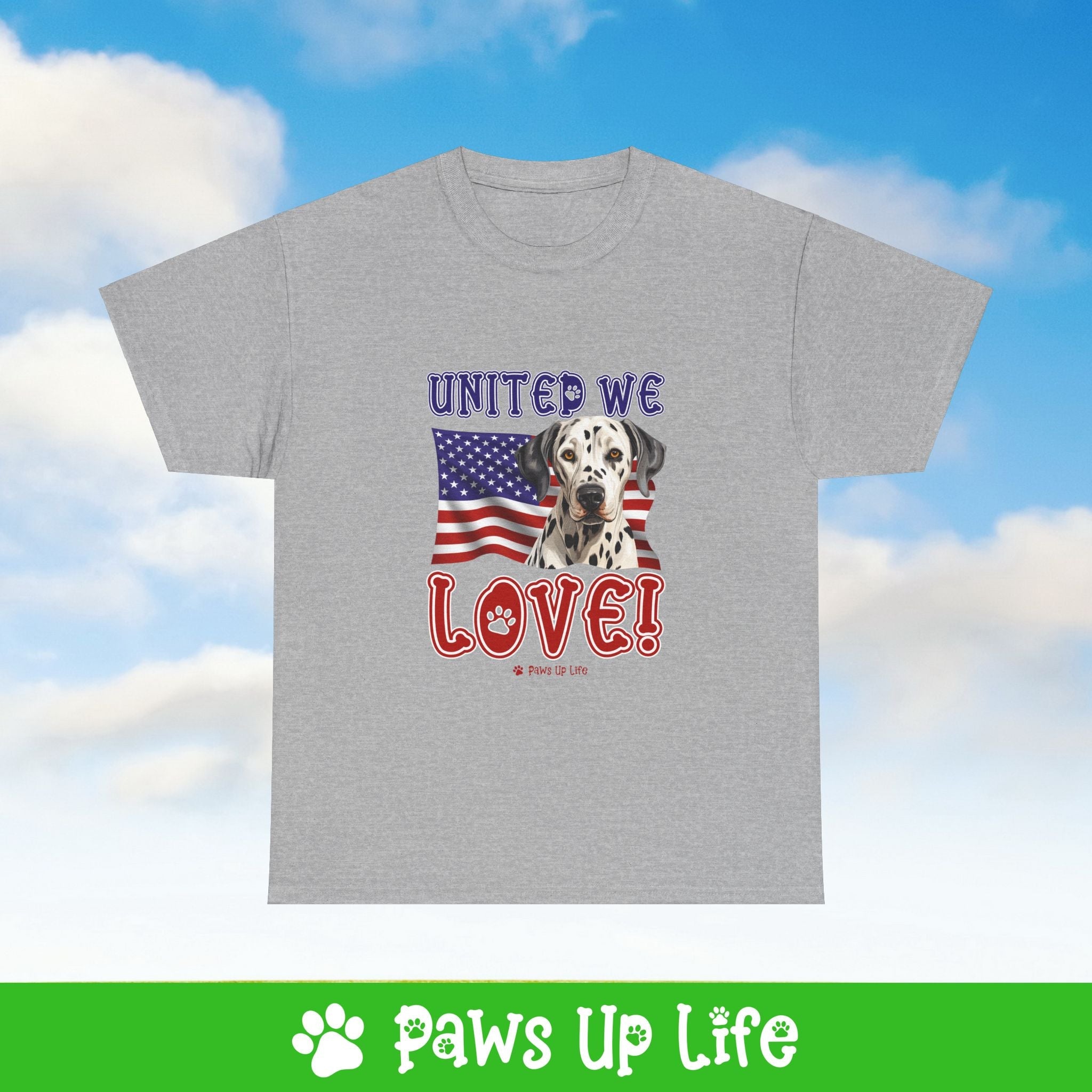 Dalmatian Dog United We Love Dog Tee, Shirt, Unisex Pet Lover Gift, Dog Mom Dad Tshirt, Animal Rescue Advocate, Cute Puppy Graphic Top Classic Collar | Paws Up Life, LLC