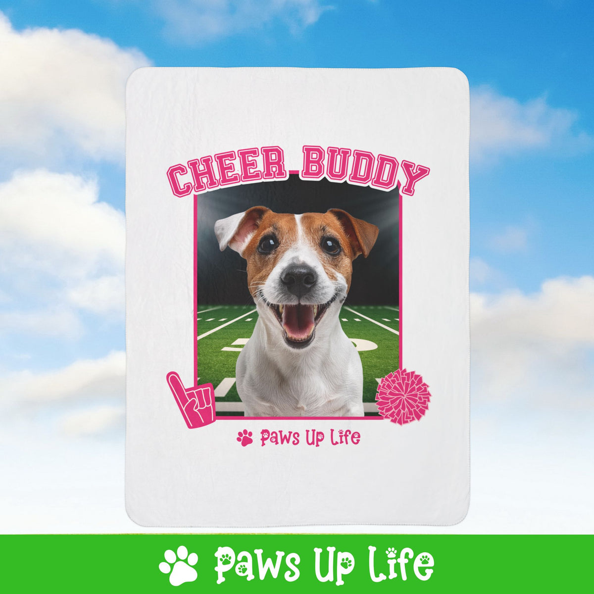 Jack Russell Football Cheer Buddy Cheerleading Dog Fleece Sherpa Blanket - Perfect for Snuggling and Cozy Napping | Paws Up Life, LLC