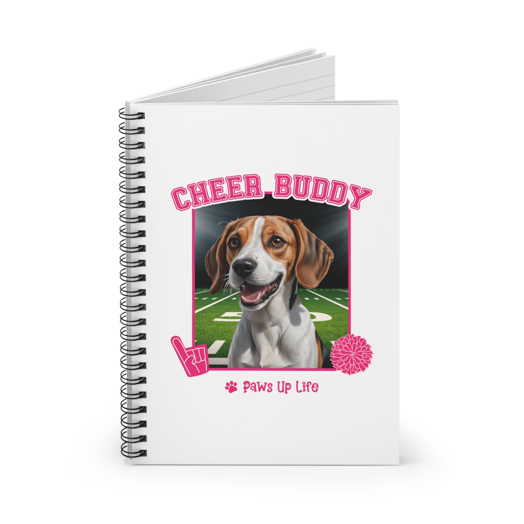 Beagle Cheer Buddy Cheerleading Dog Spiral Notebook for Office and Home - Ruled Line | Paws Up Life, LLC