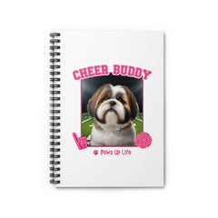 Brown Shih Tzu Football Cheer Buddy Cheerleading Dog Spiral Notebook for Office and Home - Ruled Line | Paws Up Life, LLC