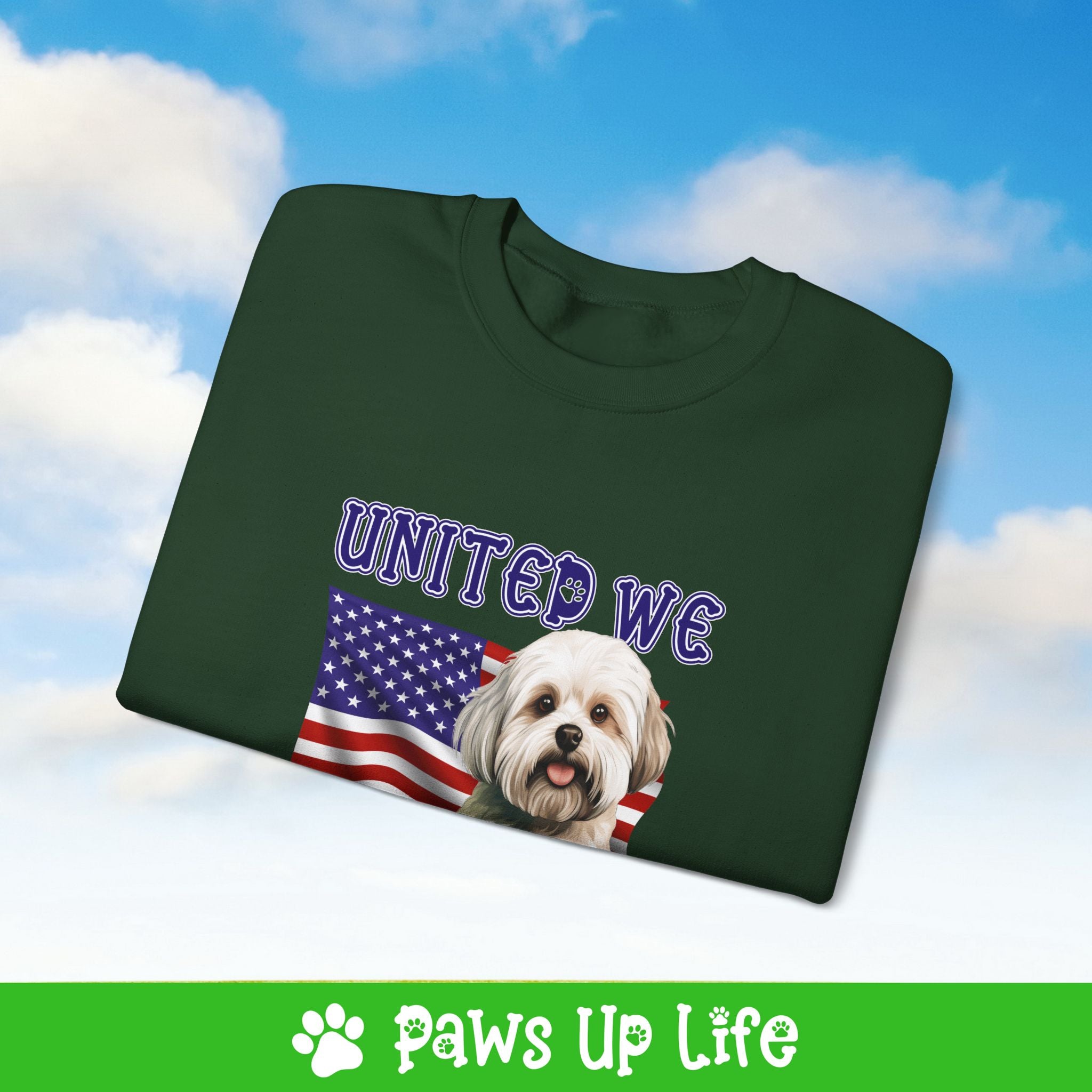 Maltese Dog United We Love Dog Crewneck Sweatshirt, Unisex Gift for Animal Lovers, Dog Mom Dad Sweatshirt, Cute Dog Lover Apparel, Fun Pet | Paws Up Life, LLC